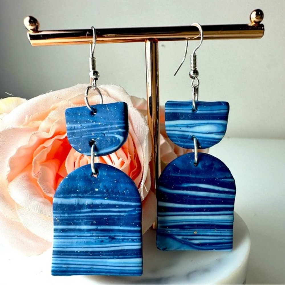 Marble design Light weight dangle statement Hand made Gorgeous earrings
